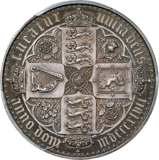 イギリス 1847 ヴィクトリア ゴシッククラウン銀貨 PCGS PR63