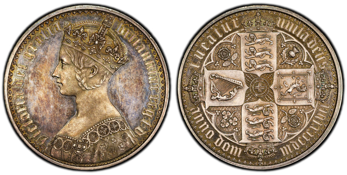 イギリス 1847 ヴィクトリア ゴシッククラウン銀貨 PCGS PR63