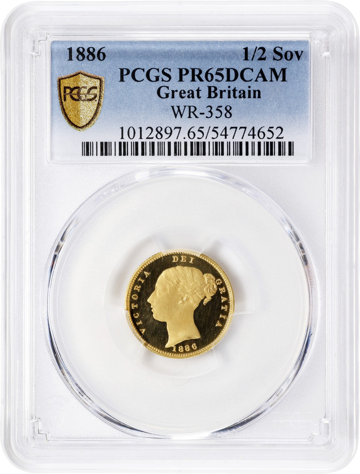 イギリス 1886 ヴィクトリア ハーフソブリン 金製試作貨 PCGS PR65 DCAM
