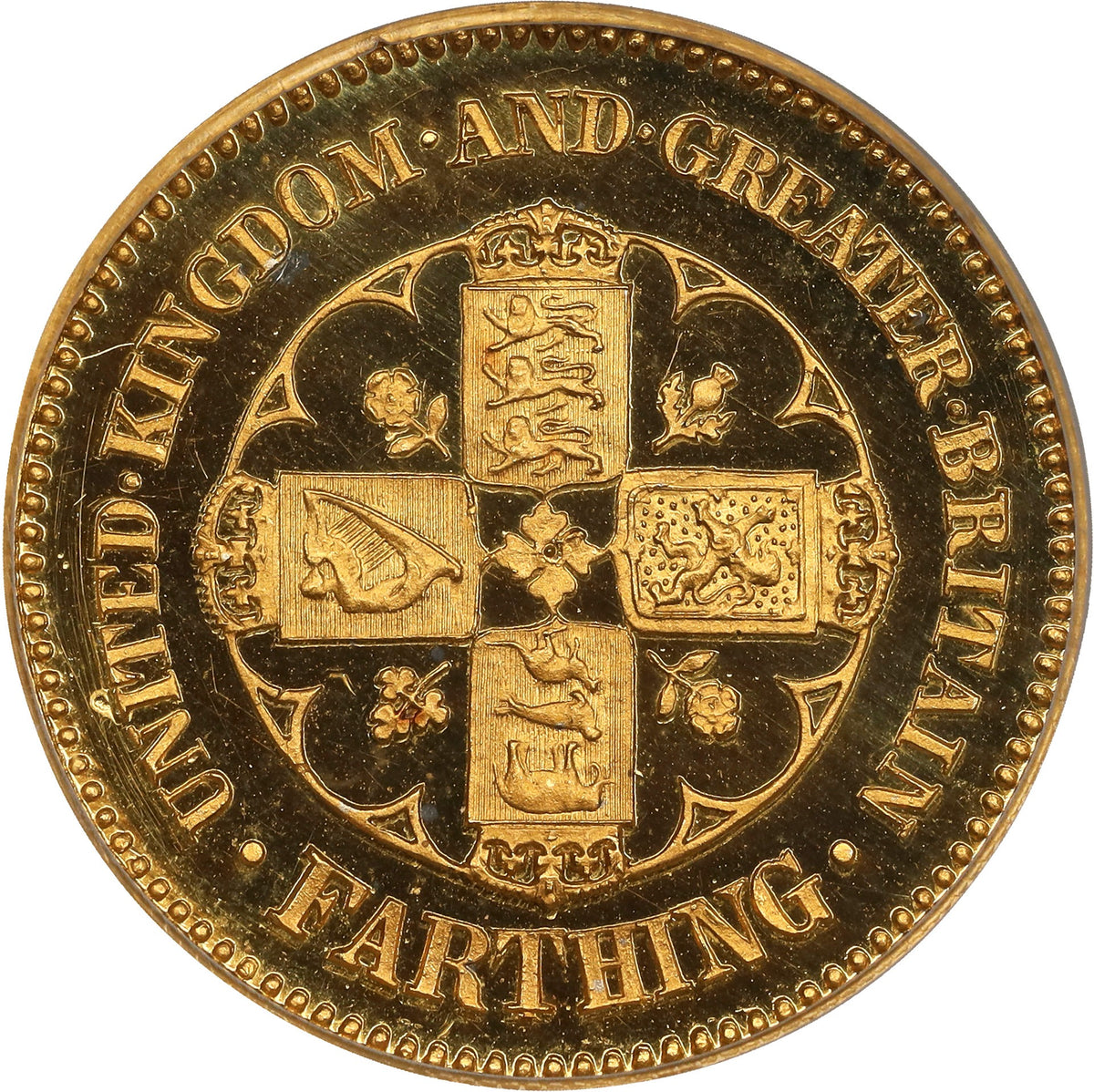 イギリス 1860 ヴィクトリア ファージング 金製試作貨 PCGS PR64