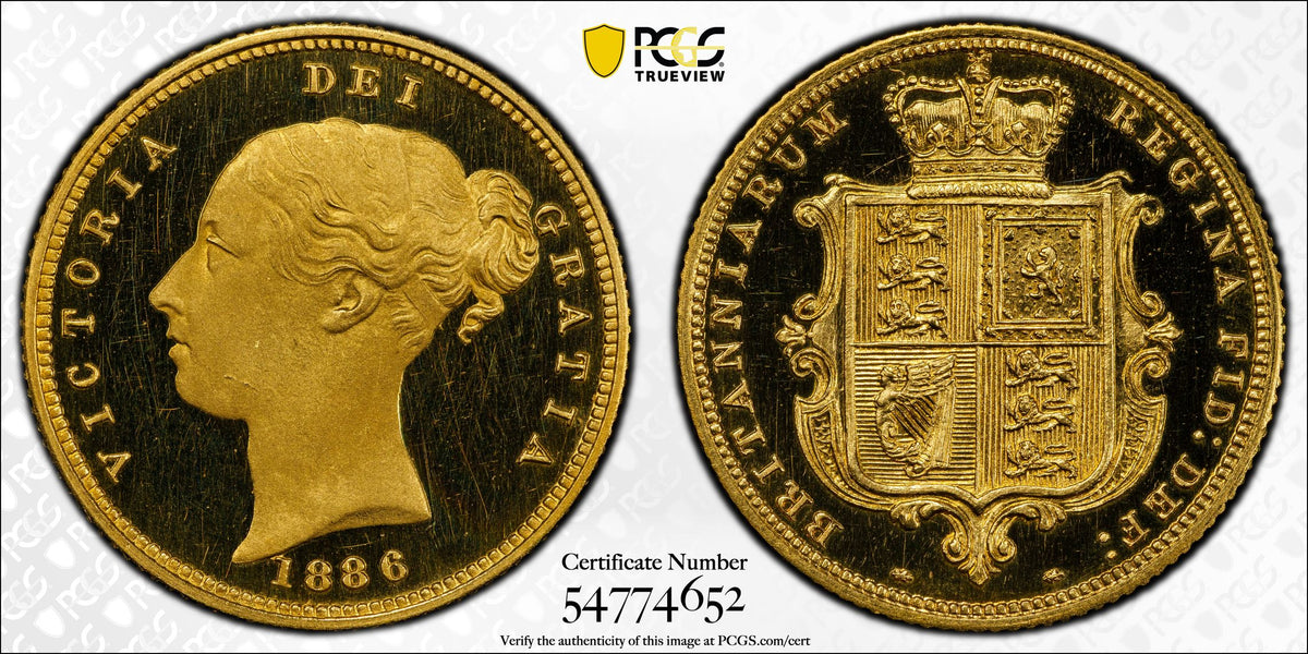 イギリス 1886 ヴィクトリア ハーフソブリン 金製試作貨 PCGS PR65 DCAM