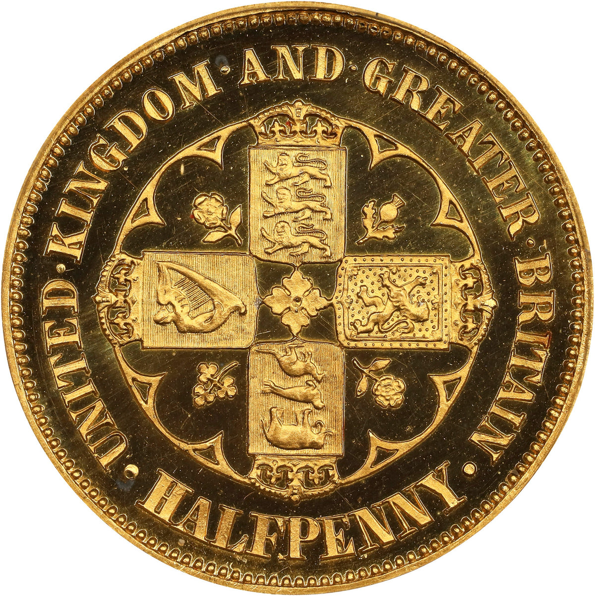 イギリス 1860 ヴィクトリア ハーフペニー 金製試作貨 PCGS PR64