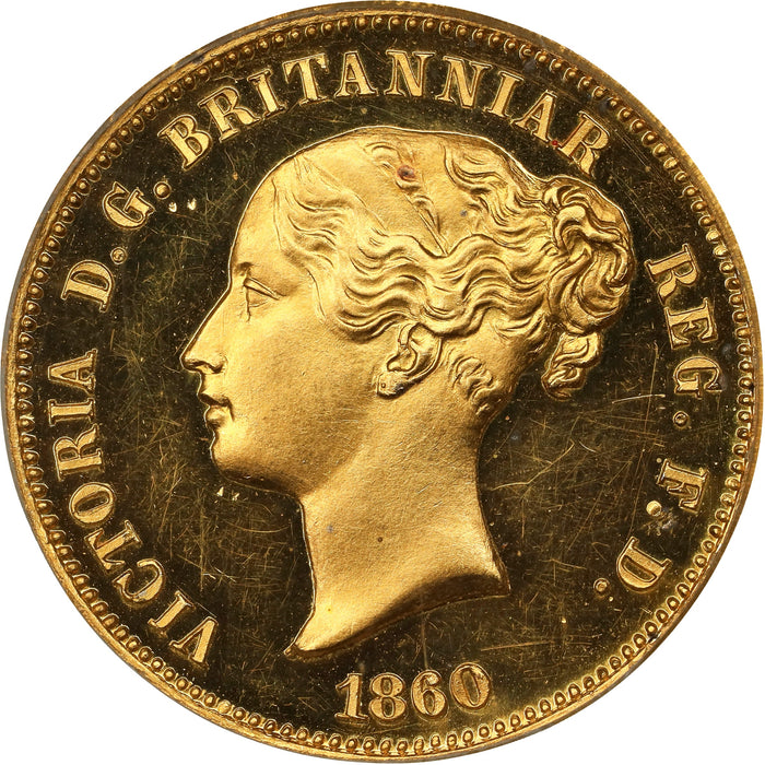 【入札予約】イギリス 1860 ヴィクトリア ハーフペニー 金製試作貨 PCGS PR64