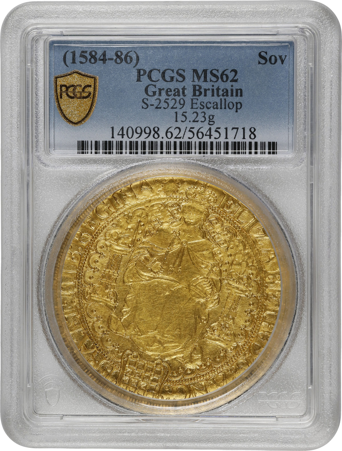 イギリス 1584-86 エリザベス1世 ソブリン金貨(30シリング) PCGS MS62