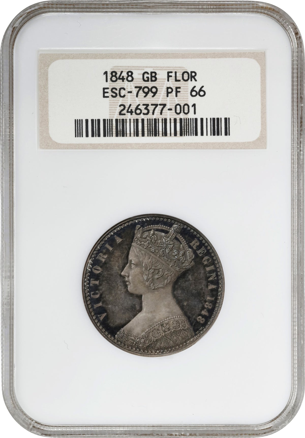 イギリス 1848 ヴィクトリア ゴシックフローリン 試作銀貨 NGC PR66