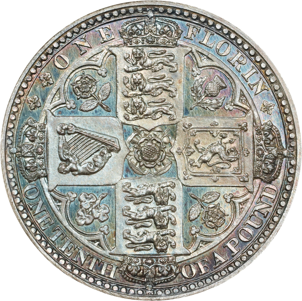 イギリス 1848 ヴィクトリア ゴシックフローリン 試作銀貨 NGC PR66