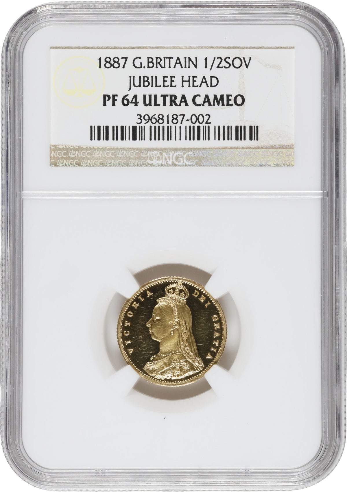 イギリス 1887 ヴィクトリア ハーフソブリン金貨 NGC PR64 ウルトラカメオ