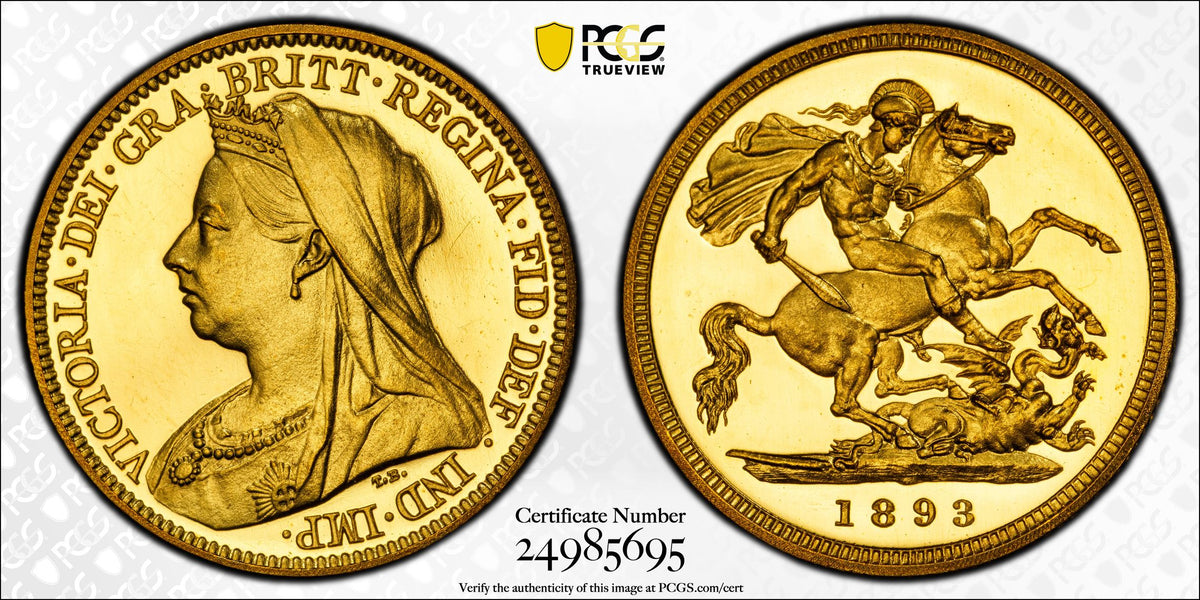 イギリス 1893 ヴィクトリア ハーフソブリン金貨 オールドヘッド PCGS PR63 DCAM