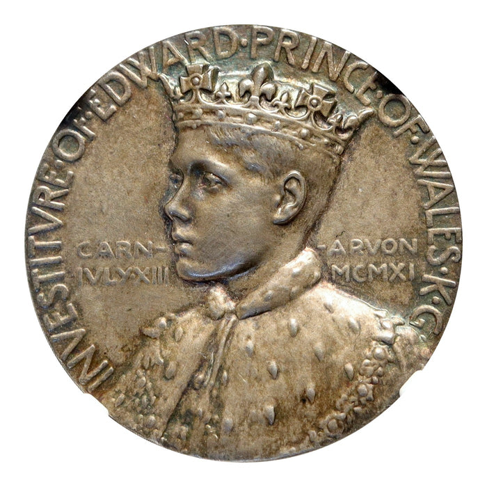 イギリス 1911 エドワード皇太子(後のエドワード8世) 立太子式記念 銀メダル NGC MS64